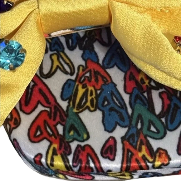Betsey Johnson NWT Sz 8.5 Whimsical Colorful Heels & Yellow Rhinestone Bow (126) - Picture 9 of 12